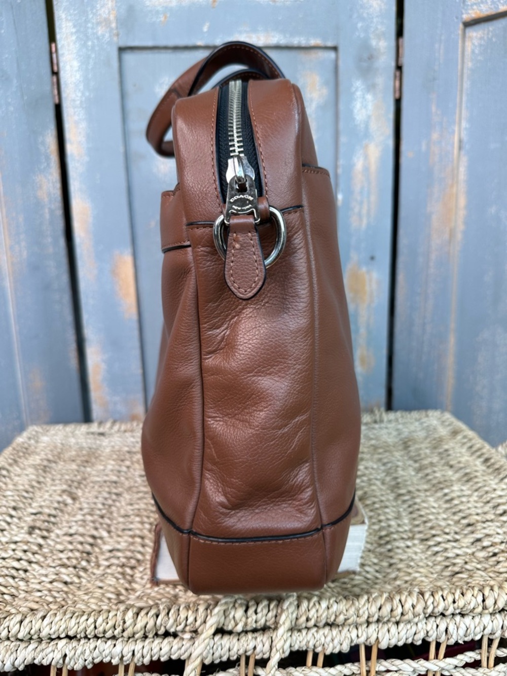 Coach Hamilton Smooth Leather Business Bag Dark Saddle - Picture 4 of 16